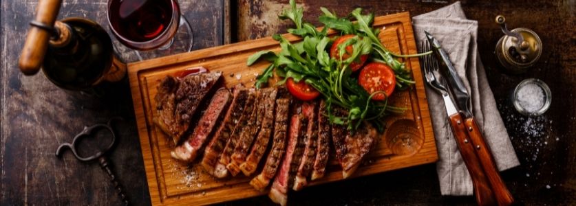 Steak on a cutting board 