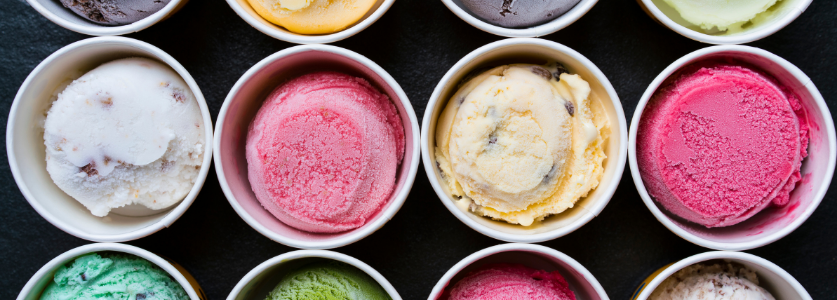 Different ice cream flavors in a cup 