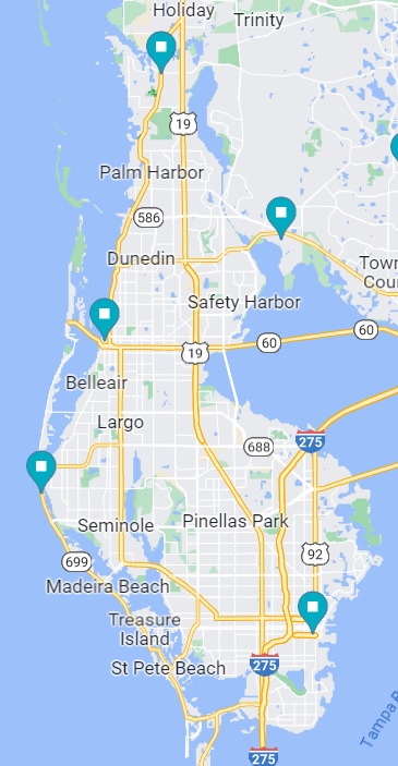 Tampa area beaches map