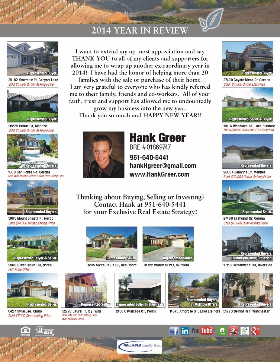 Year in Review - Hank Greer Sold Homes 2014