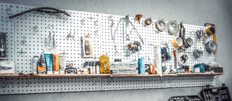 Pegboards are great organizers in the garage