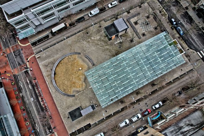 Aerial View of Director Park in Downtown Portland, Oregon