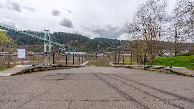 Willamette River Boat Ramp in Cathedral Park, Portland, Oregon