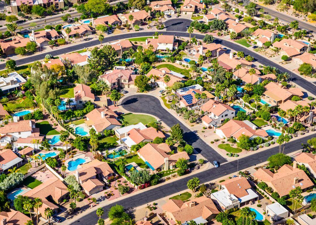 Aerial view of homes in Arizona
