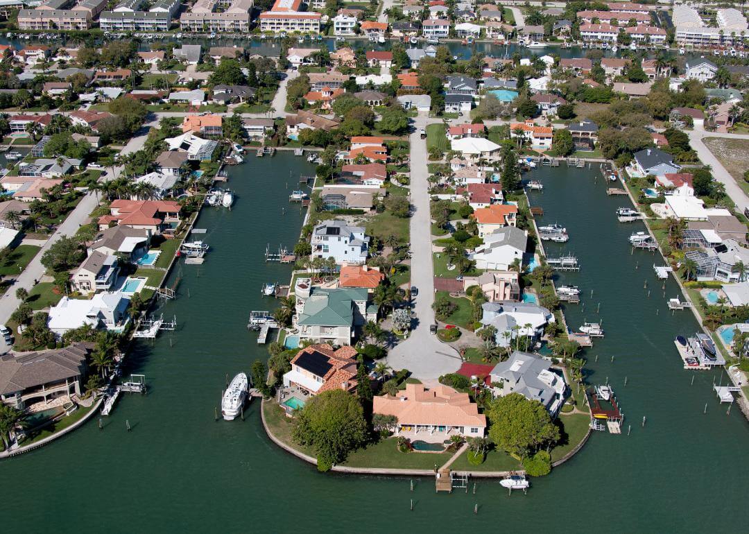 Households with Home Improvement Loans in Florida Aerial view of waterfront homes in Florida