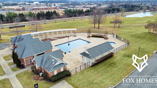 Belmont Country Club - Pool Aerial View - Devon and Dustin Fox - Fox Homes Team