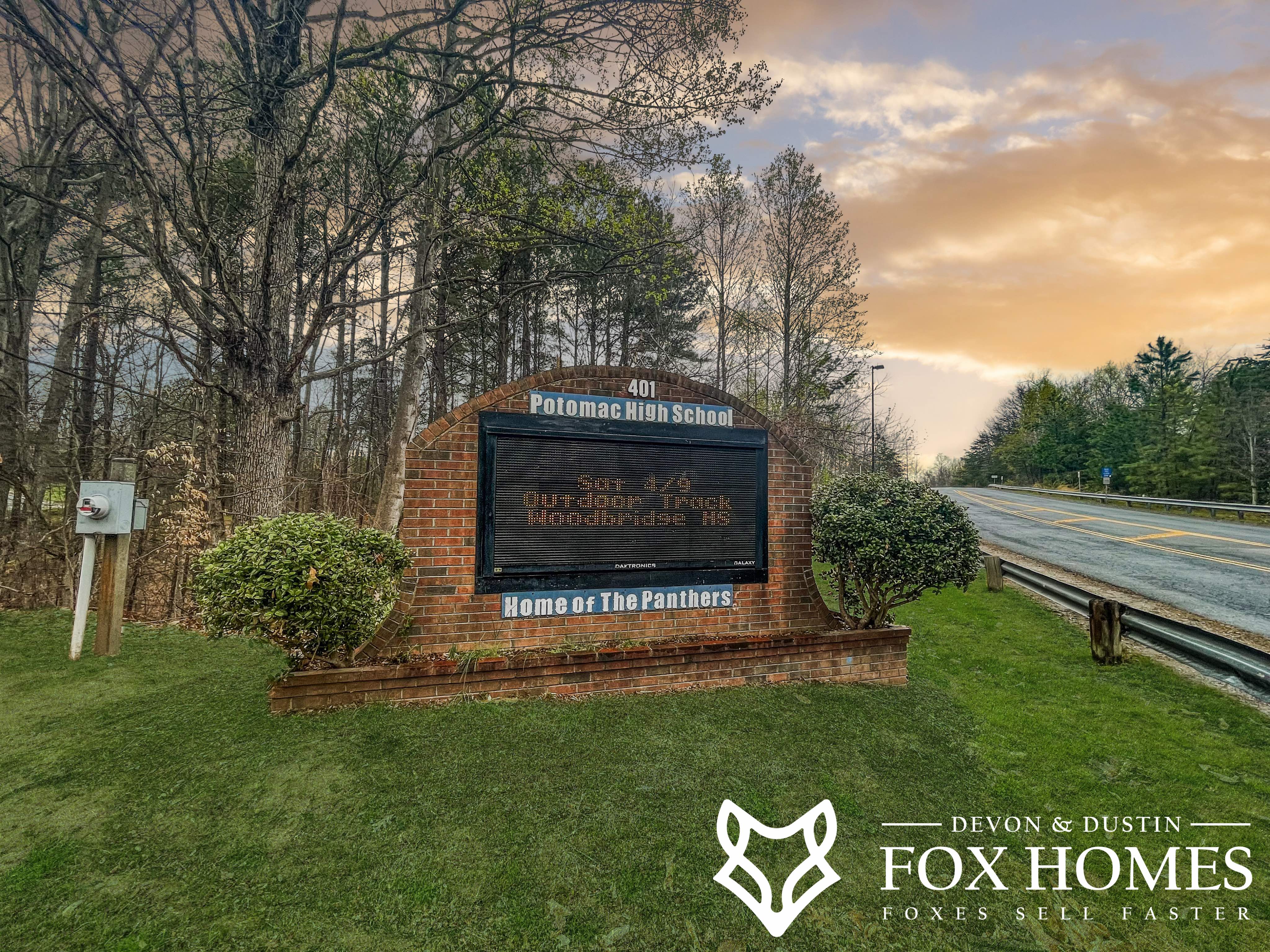 Homes-For-Sale-InPotomac-High-School-District-Devon-and-Dustin-Fox-Fox-Homes-Team-School-Signage