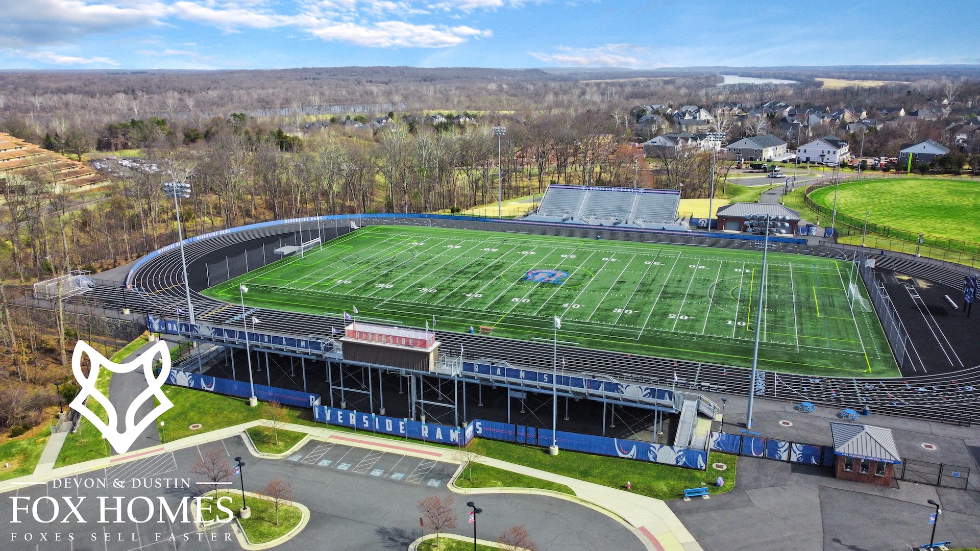 Riverside High School Stadium - Aerial View - Lansdowne on the Potomac - Devon and Dustin Fox - Fox Homes Team