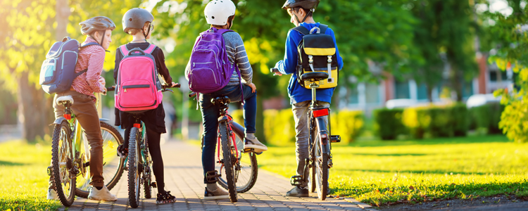 Students Riding Bikes To School In Falls Church, VA
