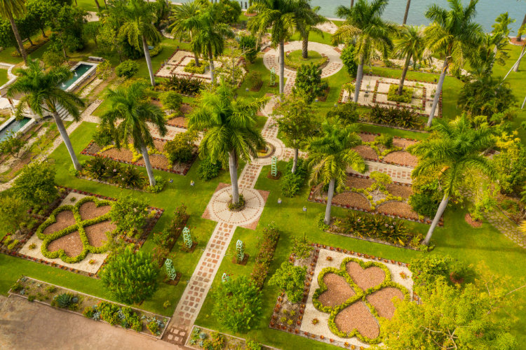 Aerial view of a private garden on Star Island