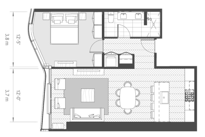 Anaha 1 bedroom floorplan