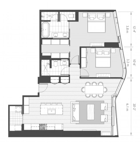 Anaha 2 bedroom floorplan