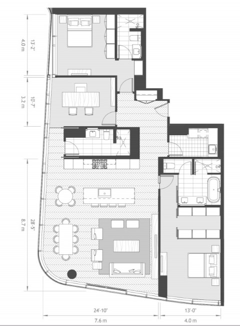 2 bedroom floorplan with den at Anaha condo