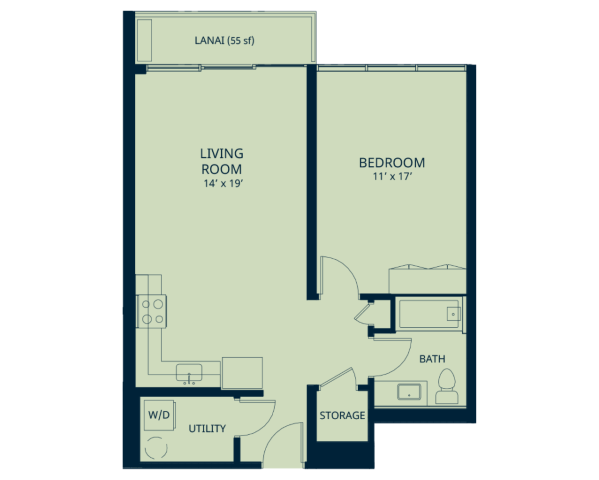 kapiolani condo residence 1 bedroom floorplan
