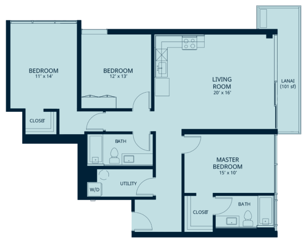 Kapiolani residence floorplan 3 bedroom