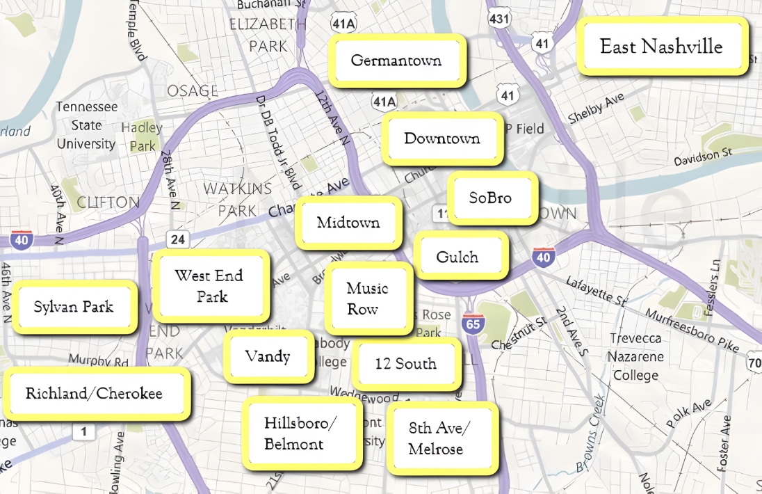 Nashville Zip Code Guide And Map Of Postal Code Locations