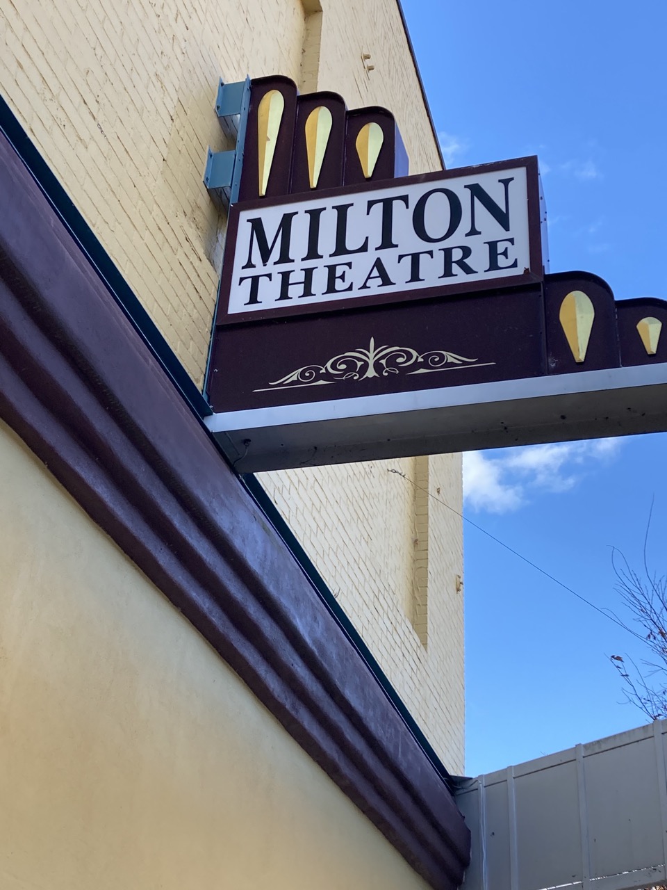 Milton Theatre Sign From Below