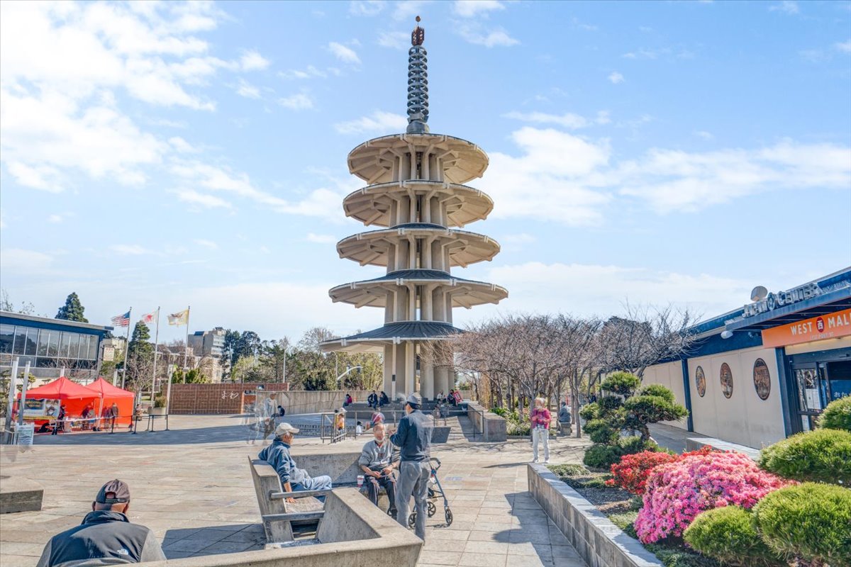 Japantown Peace Plaza in a less crowded moment