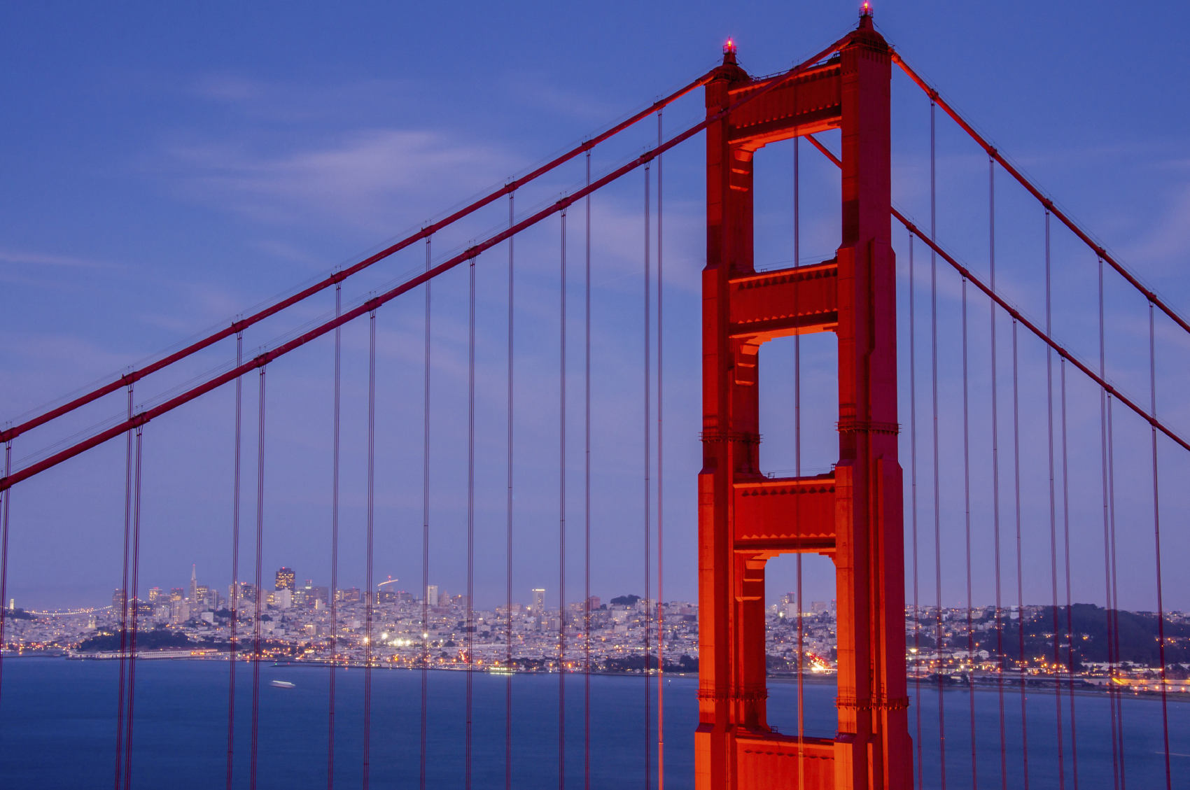 Golden Gate Bridge with the beautiful City of San Francisco at twilight 