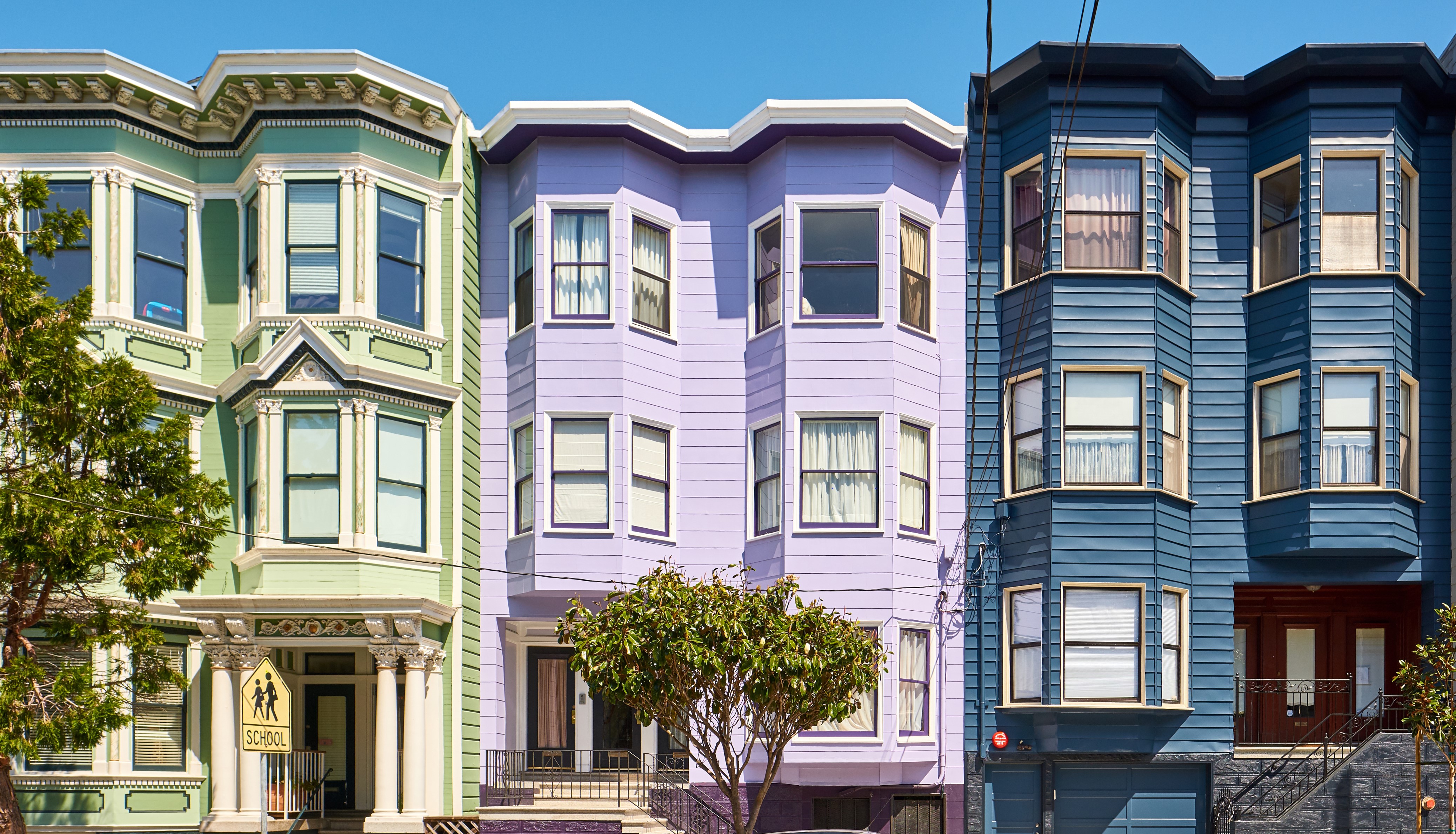 Pretty pastel colored homes in San Francisco