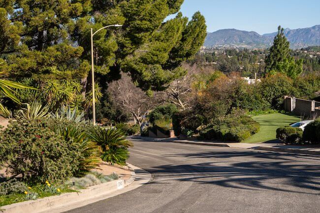 Neighborhood Street in Granada Hills, Los Angeles, California