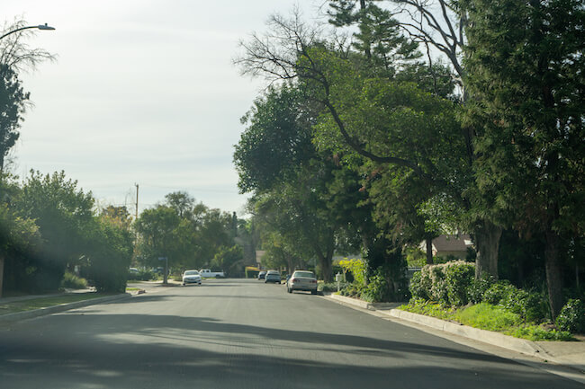 Neighborhood Street in North Hills, Los Angeles, California