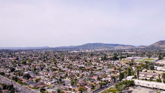 Sylmar, Los Angeles, California, Overhead Drone Photo of the Sylmar Community