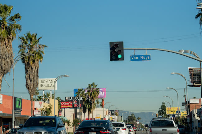 Street in Van Nuys, Los Angeles, CA
