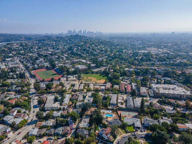 Los Angeles skyline visible from Los Feliz