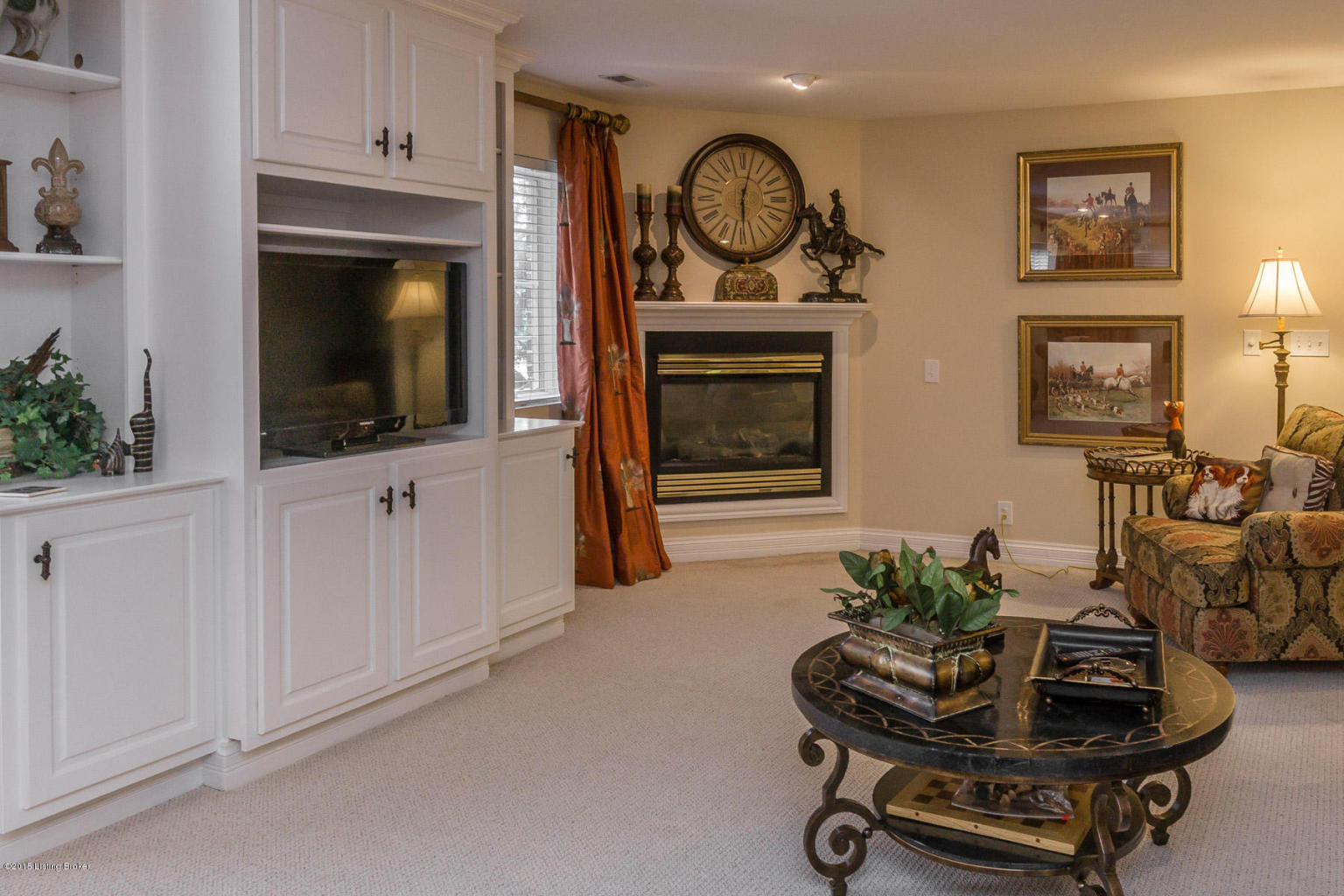 before fireplace
