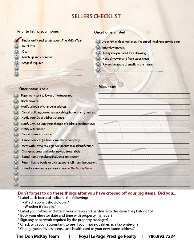Sellers checklist