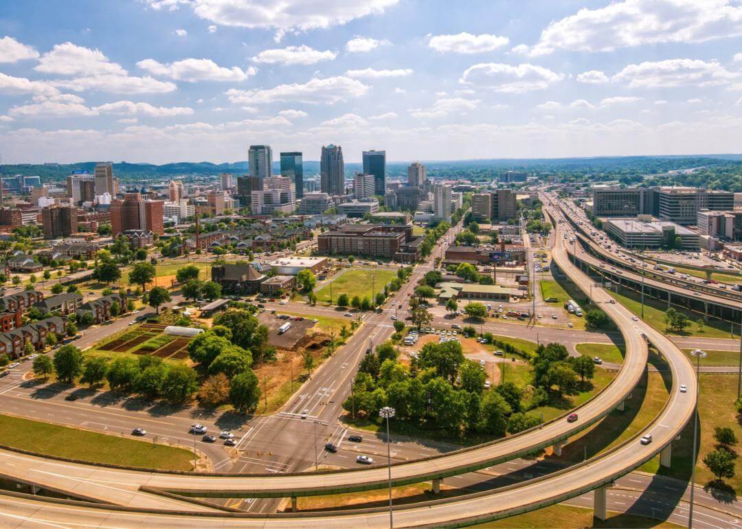 #16. Alabama Elevated city view of Birmingham Alabama