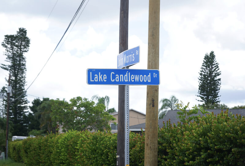 Candlewood Lake Neighborhood Street Sign in Fort Myers, Florida