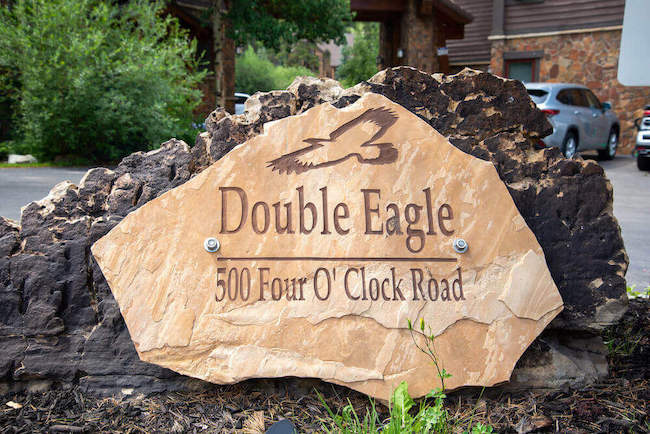 Double Eagle Condos Sign in Breckenridge, Colorado