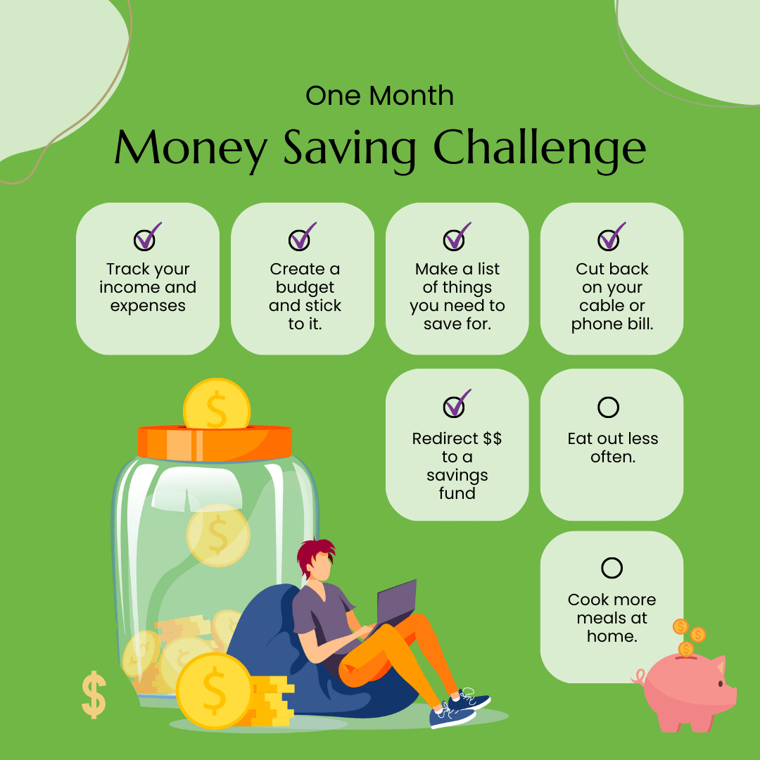 Money Saving Challenge Checklist
