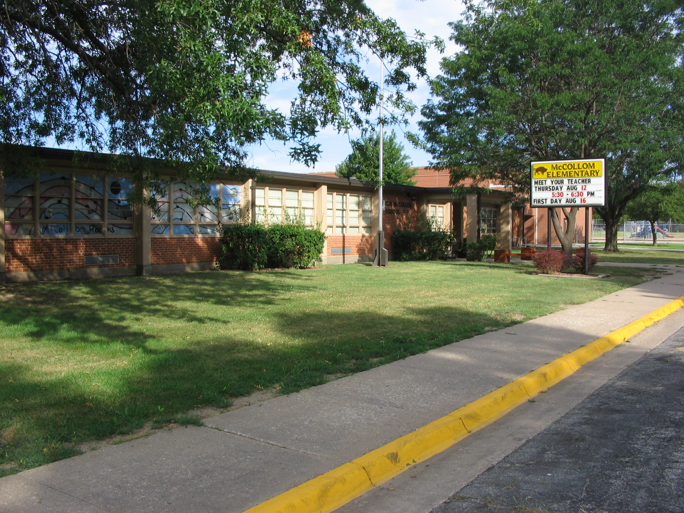 Image of the front of McCollom Elementary School