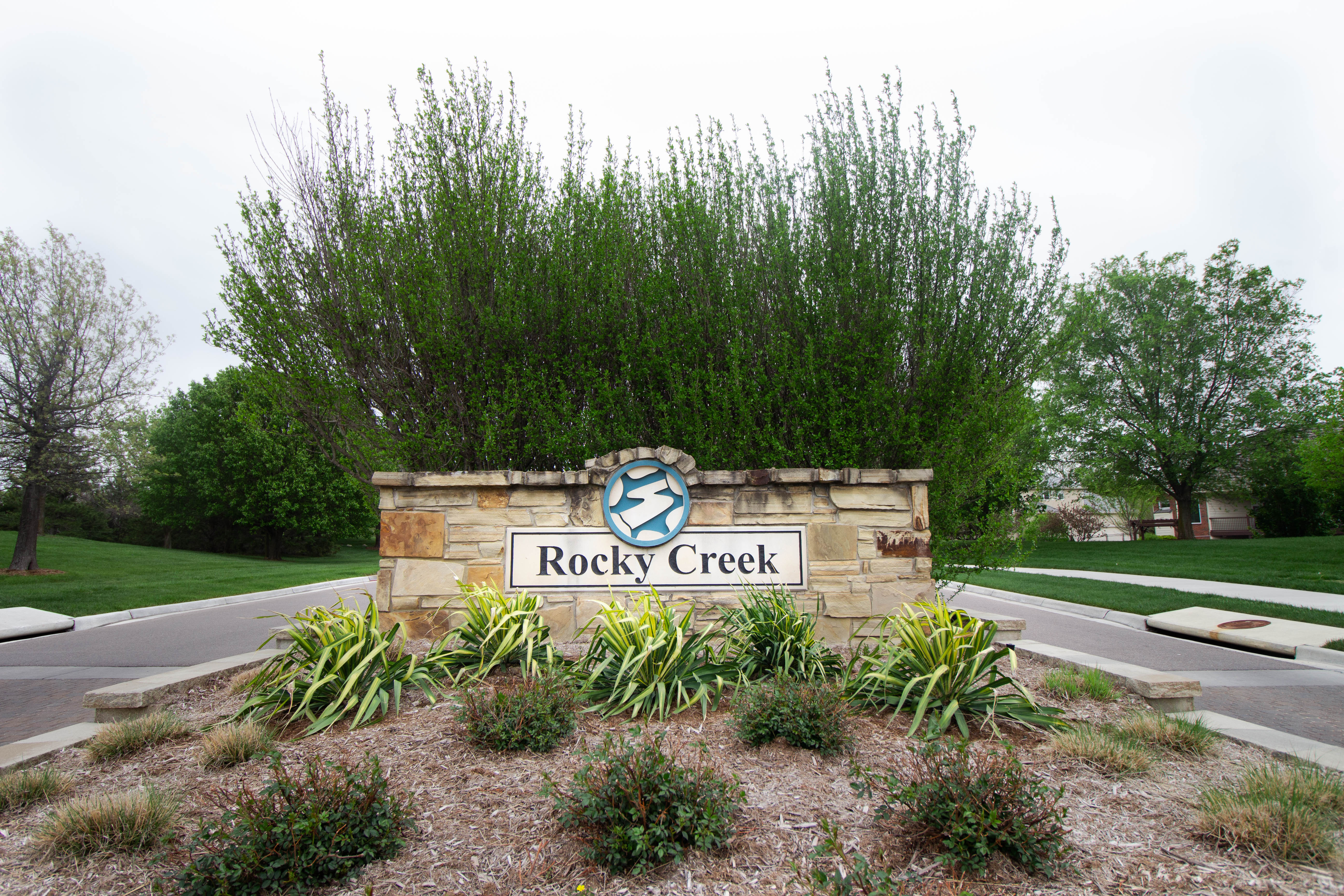 Sign at the entrance of the Rocky Creek subdivision