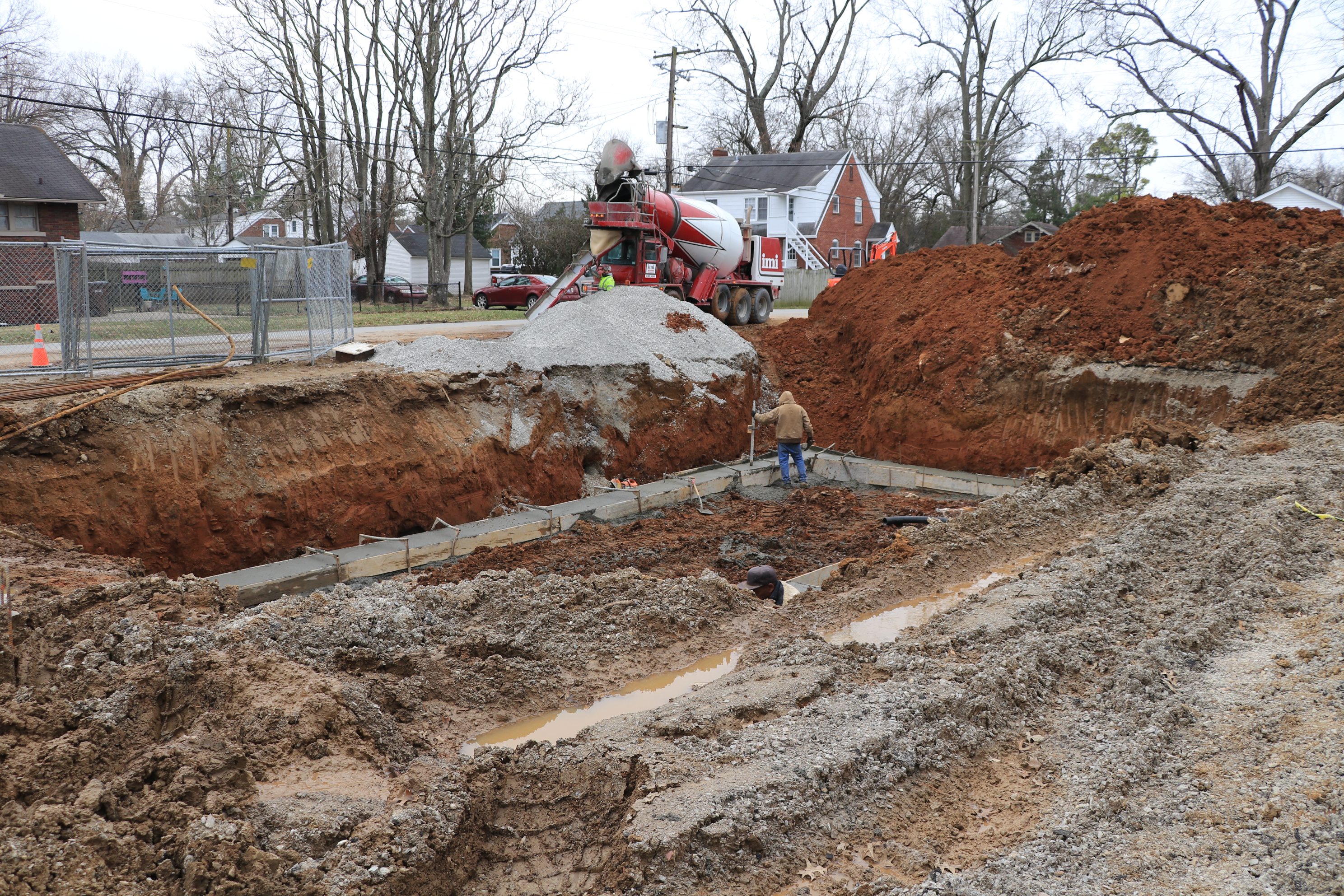 Pouring concrete new building 