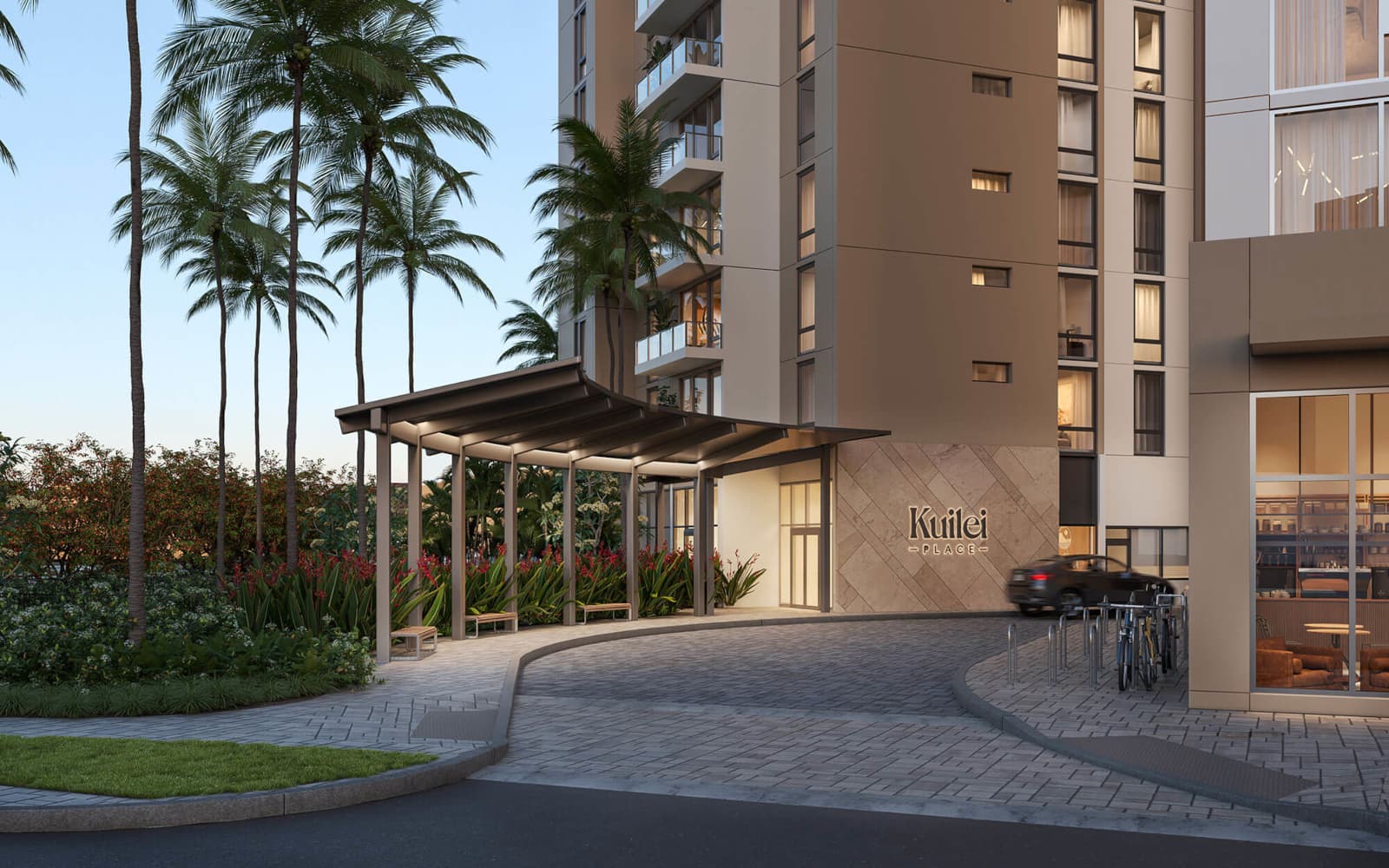 Kuilei Place Port Cochere Rendering