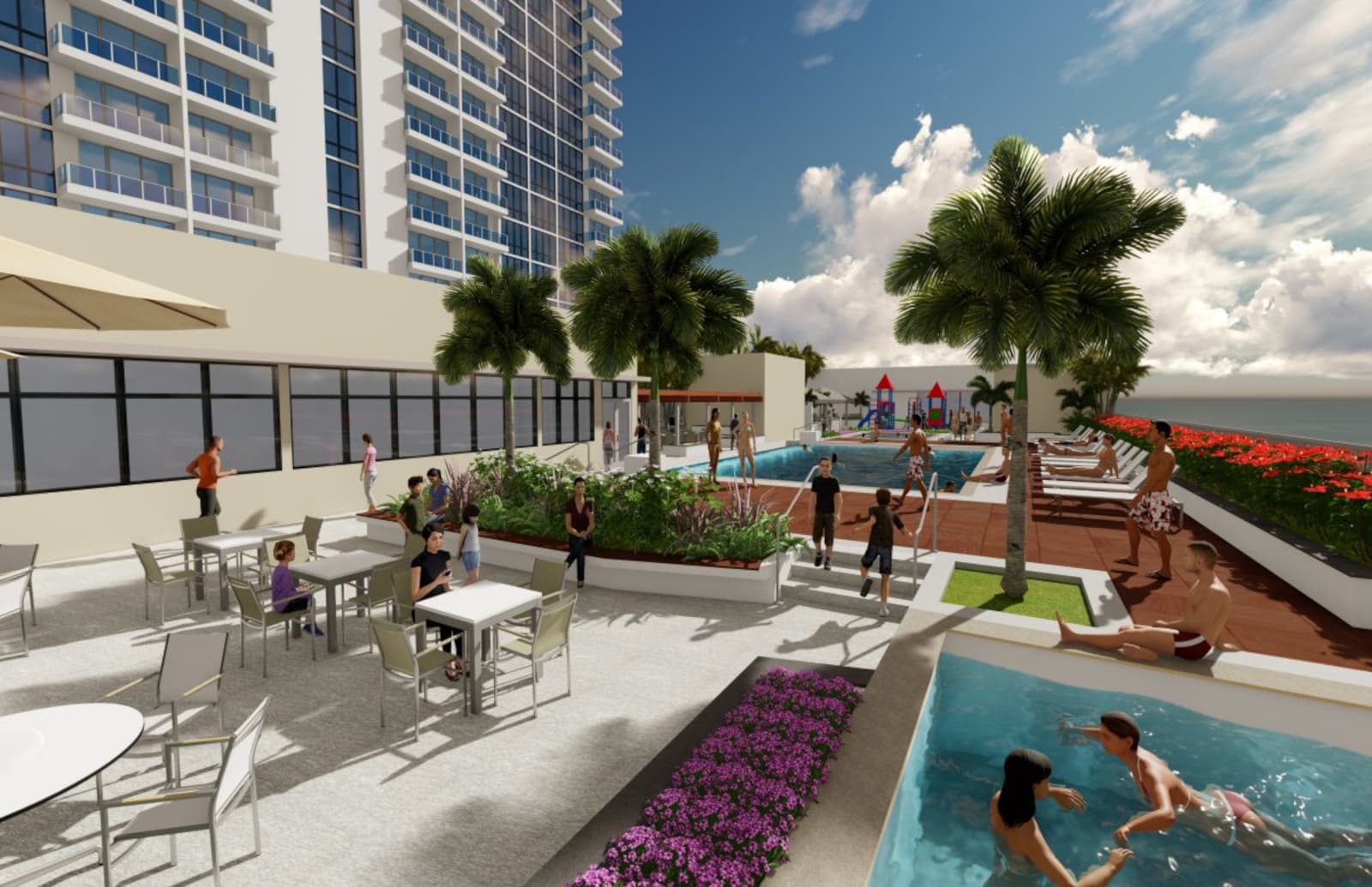 Rendering of the recreation deck on The Central Ala Moana
