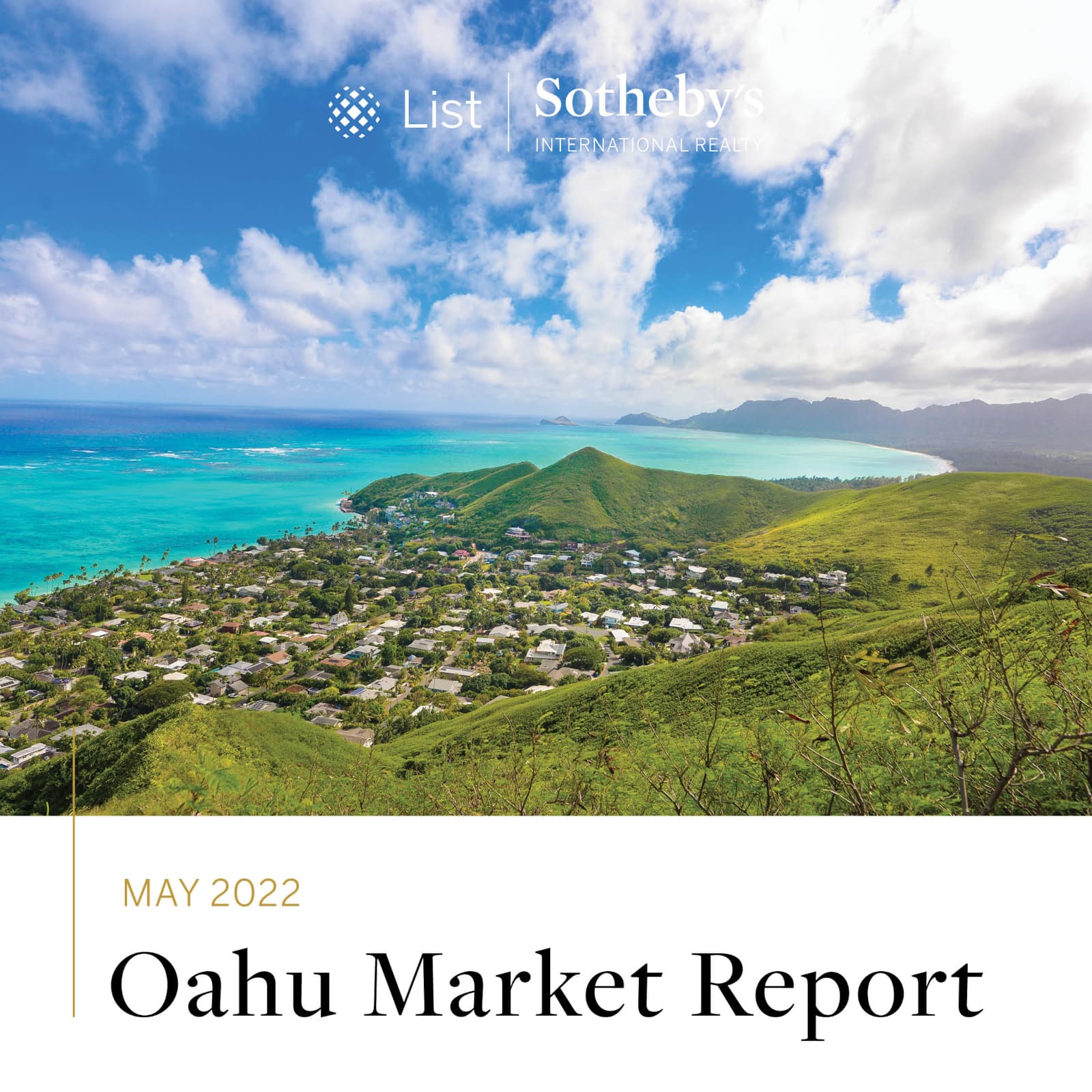 Image showing an aerial view over Oahu and the ocean beyond with 