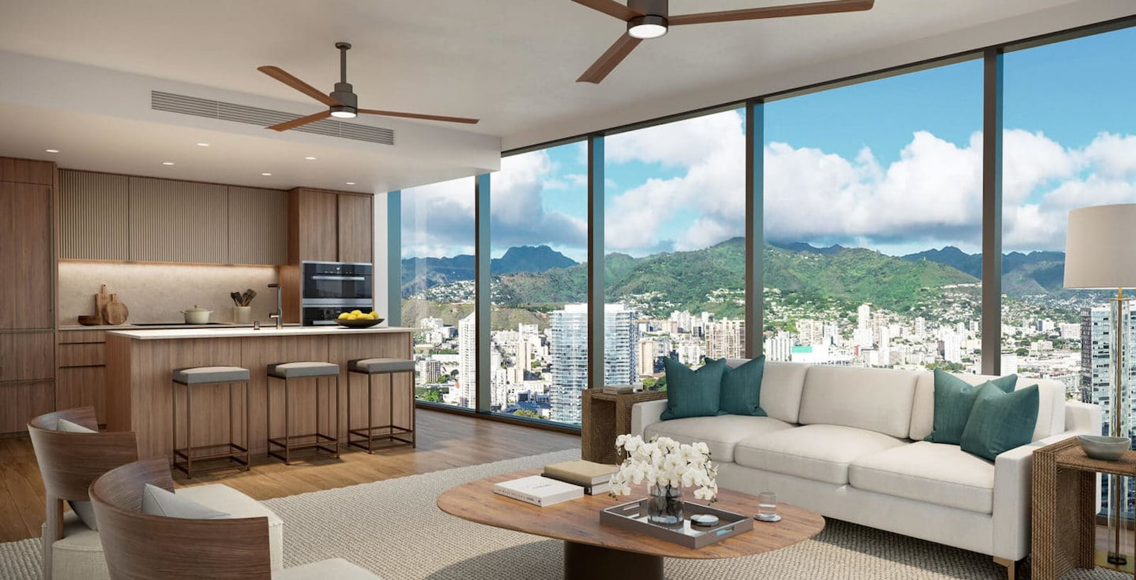 Oahu luxury condo living room