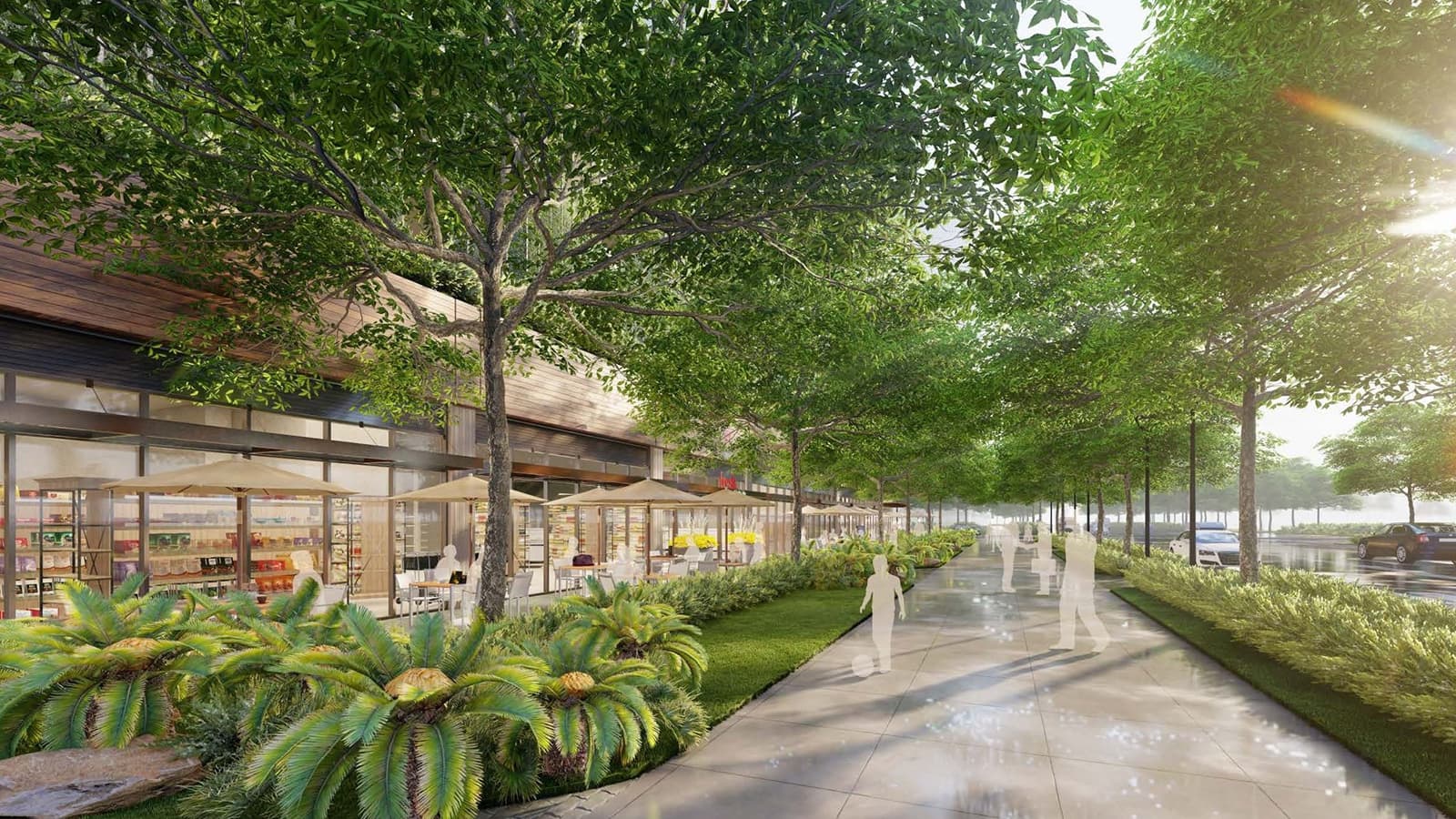 Rendering of the sidewalk at the ground level at Kali'u