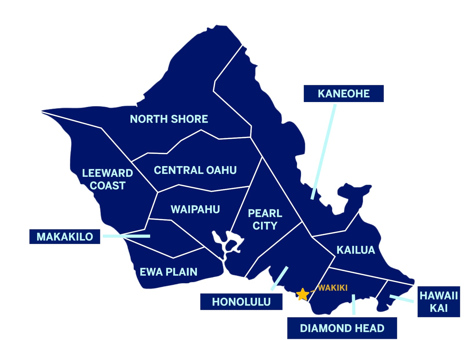 Oahu Cities Map S 