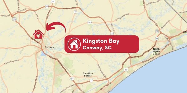 map showing the location of Kingston Bay, a community of single-fmaily homes in Conway, SC.