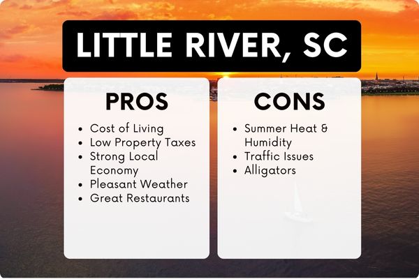 infogrpahic comparing the pros and cons of moving to little river