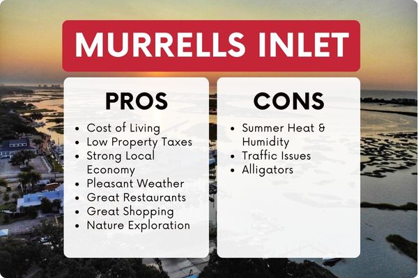 infogrpahic comparing the pros and cons of mocing to murrells inlet 