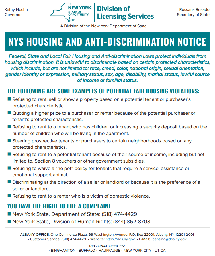 New York Fair Housing Notice