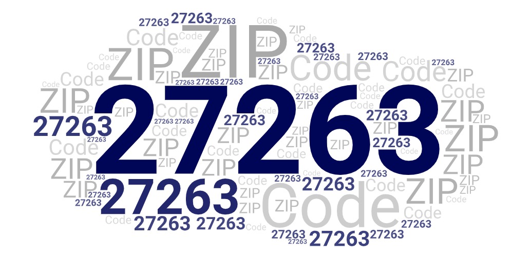 Word art picture in blue and gray saying 27263 ZIP Code