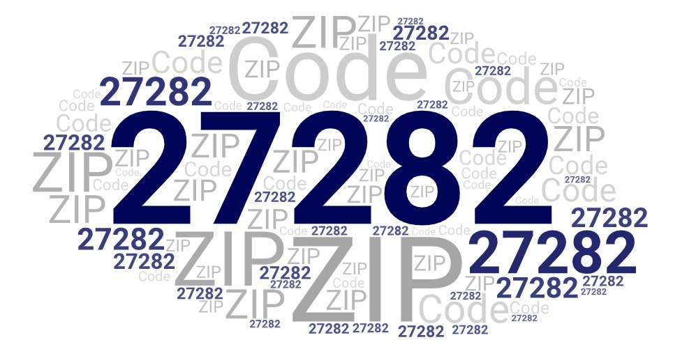 Word art picture in blue and gray saying 27282 ZIP Code